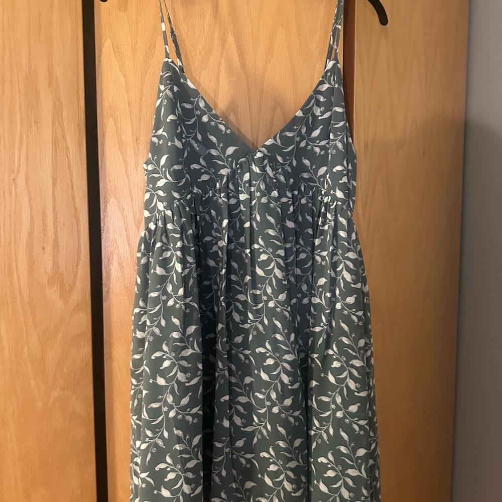 Green and White Floral Dress